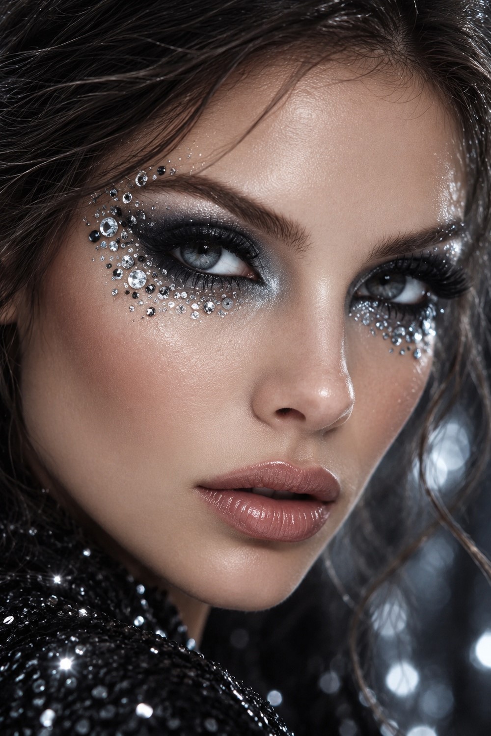 Dark Metallic Alien Glam with Gems