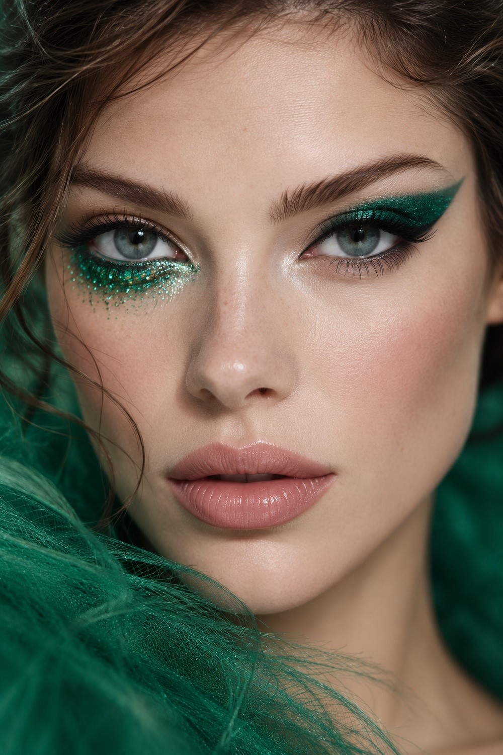 Emerald Statement Eye Versus Barely-There Makeup
