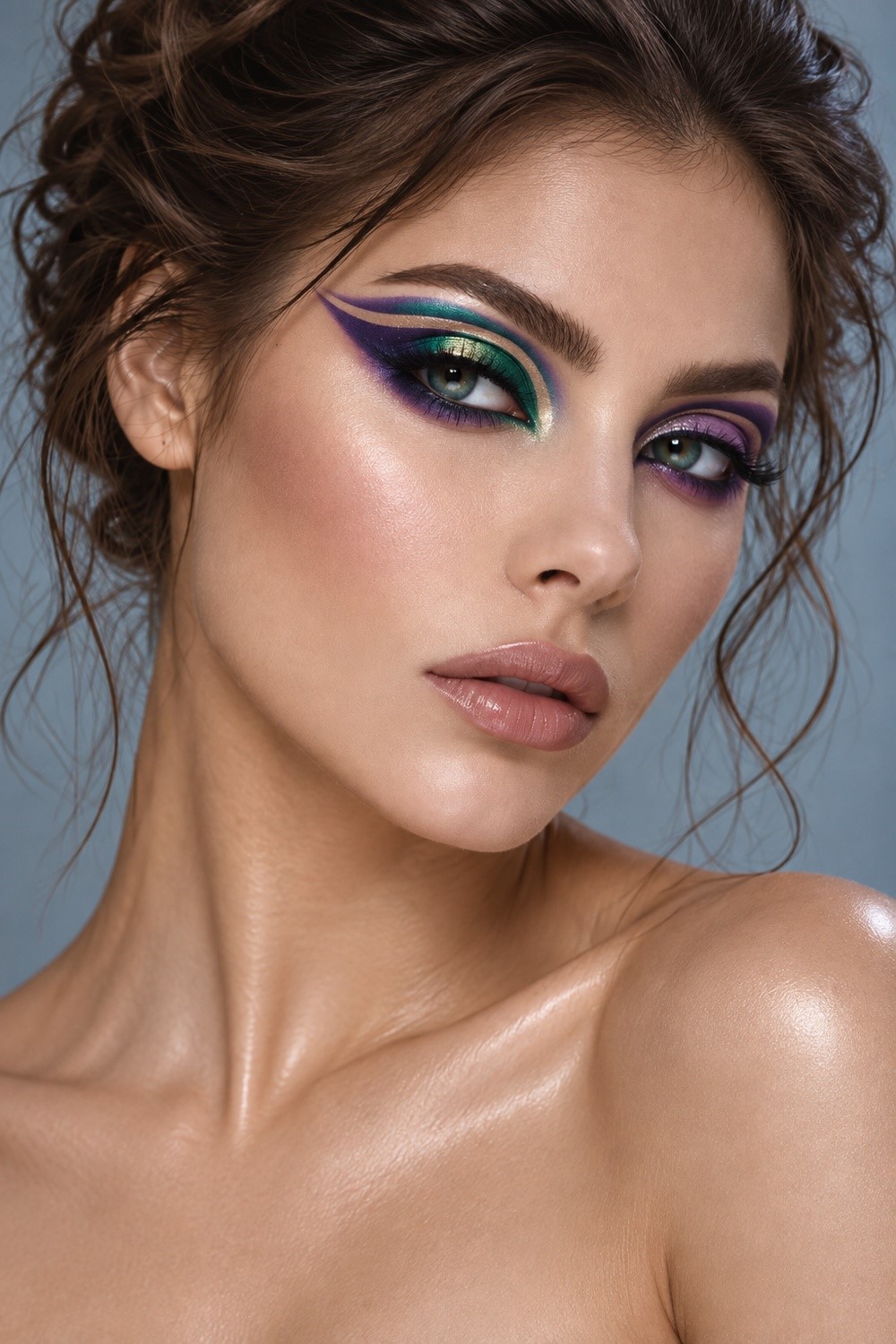 Emerald and Violet Cut-Crease Art