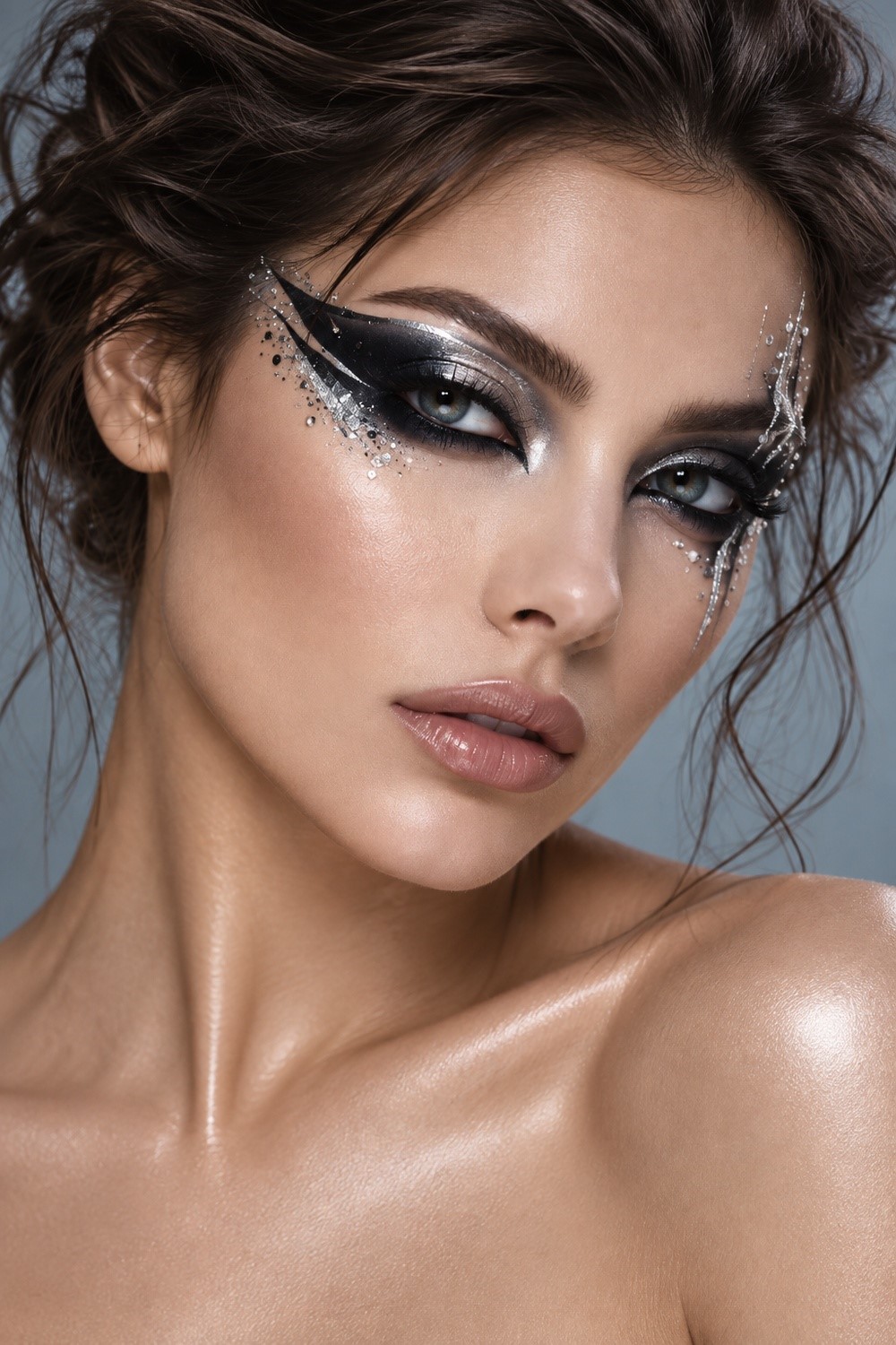 High-Fashion Black and Silver Editorial Eye